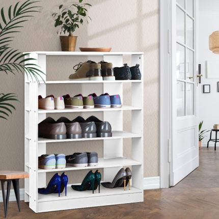 Artiss 6-Tier Shoe Rack Cabinet - White - Image 7