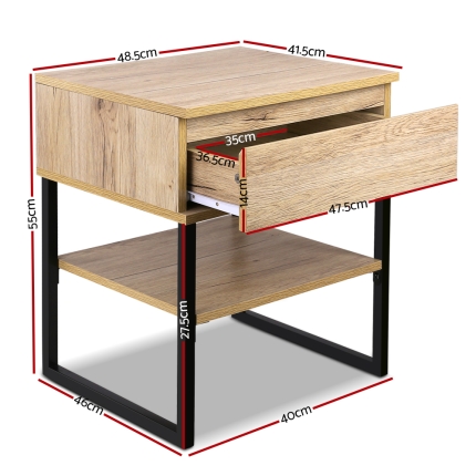Artiss Chest Style Metal Bedside Table - Image 2