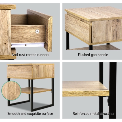 Artiss Chest Style Metal Bedside Table - Image 4
