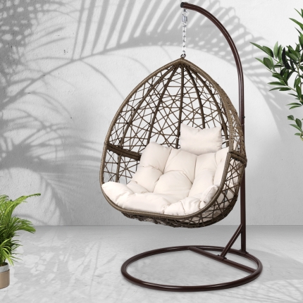 Gardeon Outdoor Hanging Swing Chair - Brown - Image 7