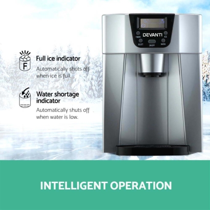 Devanti 2L Portable Ice Cuber Maker & Water Dispenser - Silver - Image 5