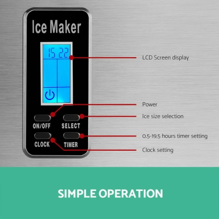 Devanti 3.2L Stainless Steel Portable Ice Cube Maker - Image 4