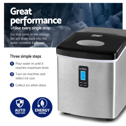 Devanti 3.2L Stainless Steel Portable Ice Cube Maker - Image 6