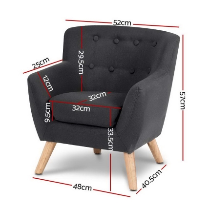 Keezi Kids Sofa Armchair Fabric Furniture Lorraine French Couch Children Black - Image 2