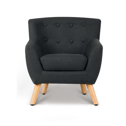 Keezi Kids Sofa Armchair Fabric Furniture Lorraine French Couch Children Black - Image 3
