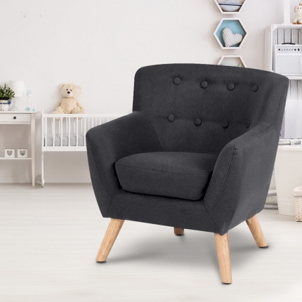 Keezi Kids Sofa Armchair Fabric Furniture Lorraine French Couch Children Black - Image 7