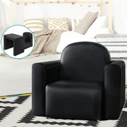 Keezi Kids Chair Sofa Recliner Children Table Desk Armchair Leather Couch Black - Image 7