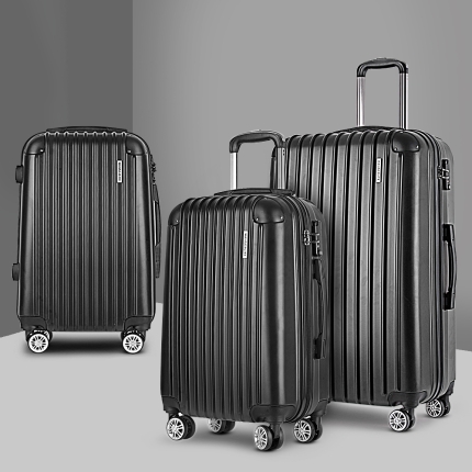 Wanderlite 3 Piece Luggage Suitcase Trolley - Black - Image 7