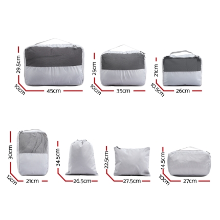 Wanderlite 7PCS Grey Luggage Organiser Suitcase Sets Travel Packing Cubes Pouch Bag - Image 2