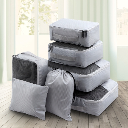 Wanderlite 7PCS Grey Luggage Organiser Suitcase Sets Travel Packing Cubes Pouch Bag - Image 8