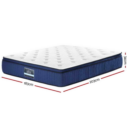 Giselle Bedding King Size Mattress 7 Zone Euro Top Pocket Spring Cool Gel Memory Foam 34cm - Image 2