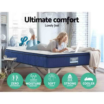 Giselle Bedding King Size Mattress 7 Zone Euro Top Pocket Spring Cool Gel Memory Foam 34cm - Image 4