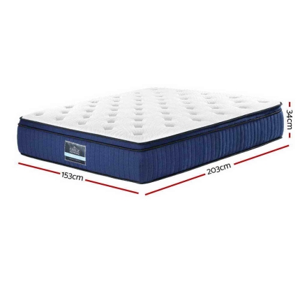 Giselle Bedding Queen Size Mattress 7 Zone Euro Top Pocket Spring Cool Gel Memory Foam 34cm - Image 2