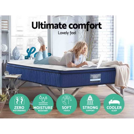 Giselle Bedding Queen Size Mattress 7 Zone Euro Top Pocket Spring Cool Gel Memory Foam 34cm - Image 4