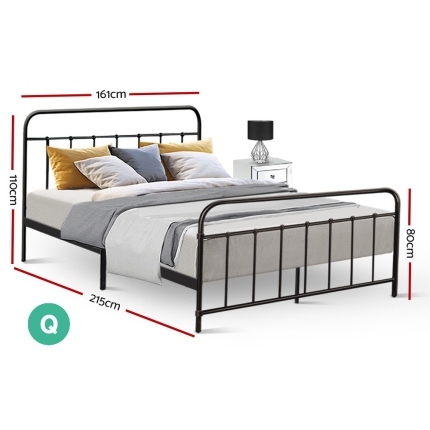 Artiss Queen Size Metal Bed Frame - Black - Image 2