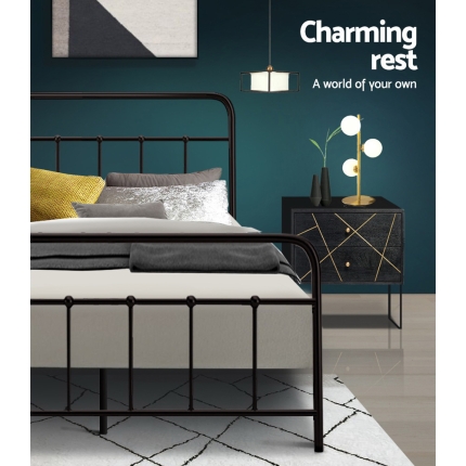 Artiss Queen Size Metal Bed Frame - Black - Image 6