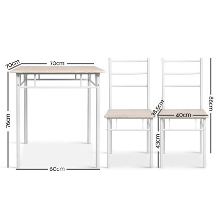 Artiss 3 Piece Dining Set - Natural - Image 2