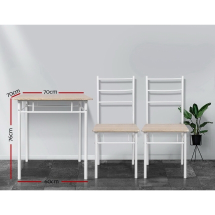 Artiss 3 Piece Dining Set - Natural - Image 4