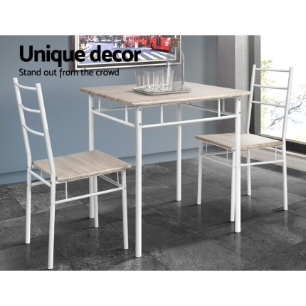 Artiss 3 Piece Dining Set - Natural - Image 5