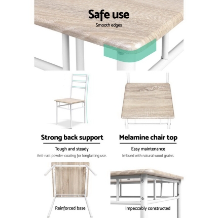 Artiss 3 Piece Dining Set - Natural - Image 6
