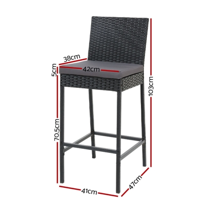 Gardeon Outdoor Bar Stools Dining Chairs Rattan Furniture X2 - Image 2
