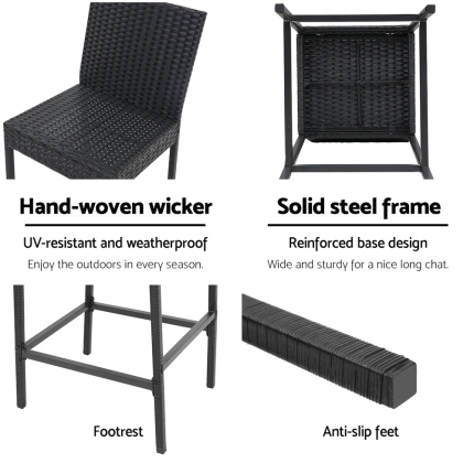 Gardeon Outdoor Bar Stools Dining Chairs Rattan Furniture X2 - Image 4
