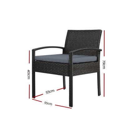 Gardeon Outdoor Furniture Bistro Wicker Chair Black - Image 2