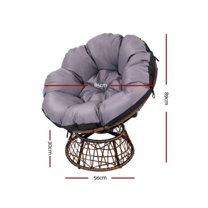 Gardeon Papasan Chair and Side Table - Brown - Image 2