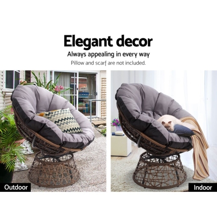 Gardeon Papasan Chair and Side Table - Brown - Image 6