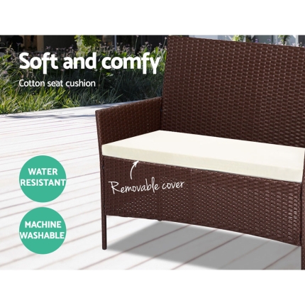 Gardeon 4-piece Wicker Outdoor Set - Brown - Image 3