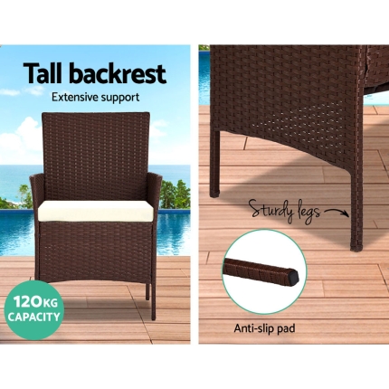 Gardeon 4-piece Wicker Outdoor Set - Brown - Image 4