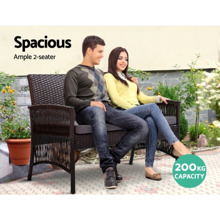Gardeon Outdoor Furniture Rattan Set Wicker Cushion 4pc Black - Image 4