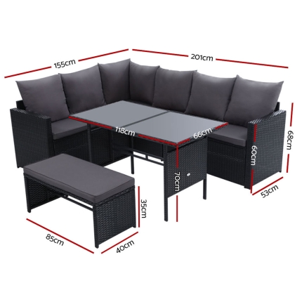 Gardeon Outdoor Furniture Dining Setting Sofa Set Wicker 8 Seater Storage Cover Black - Image 2