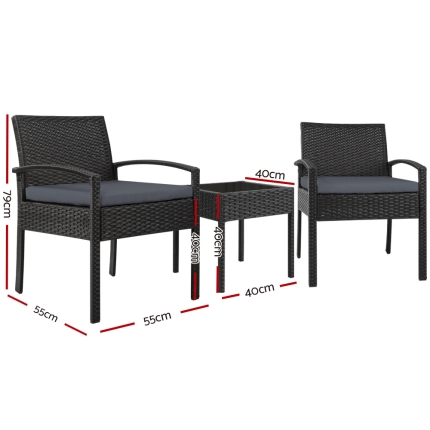 Gardeon 3-piece Outdoor Set - Black - Image 2