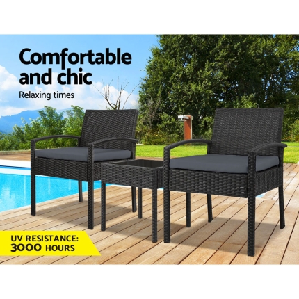 Gardeon 3-piece Outdoor Set - Black - Image 3