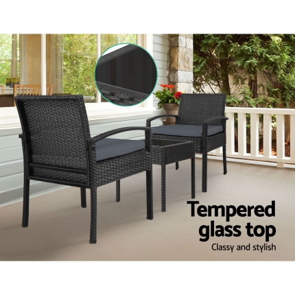 Gardeon 3-piece Outdoor Set - Black - Image 5