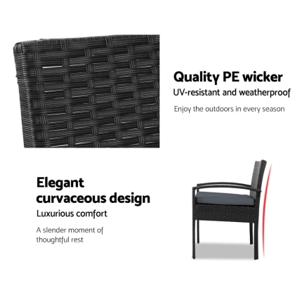 Gardeon 3-piece Outdoor Set - Black - Image 6