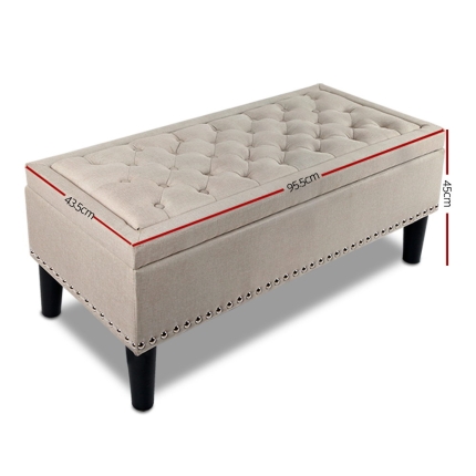 Artiss Fabric Storage Ottoman - Taupe - Image 2