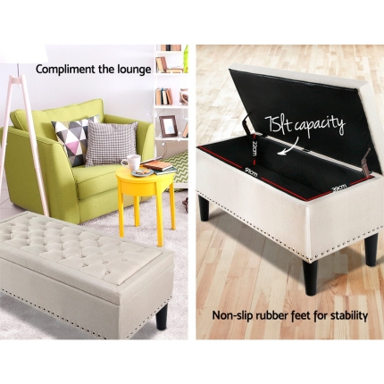 Artiss Fabric Storage Ottoman - Taupe - Image 4