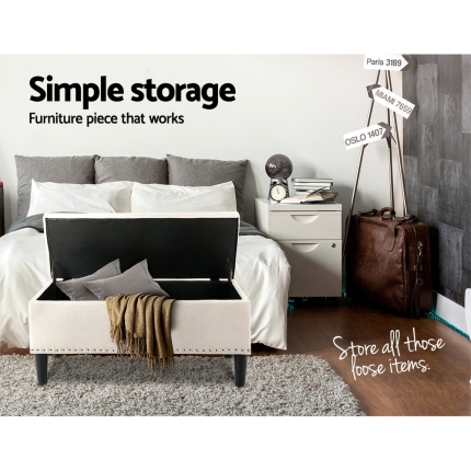 Artiss Fabric Storage Ottoman - Taupe - Image 6