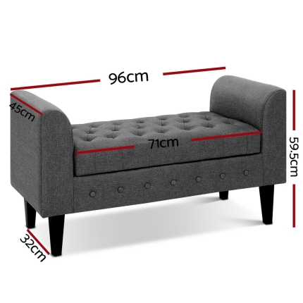 Artiss Fabric Storage Ottoman - Grey - Image 2