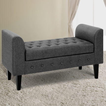 Artiss Fabric Storage Ottoman - Grey - Image 7