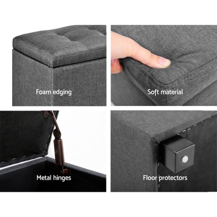 Artiss Large Fabric Storage Ottoman - Grey - Image 6
