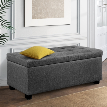 Artiss Large Fabric Storage Ottoman - Grey - Image 7