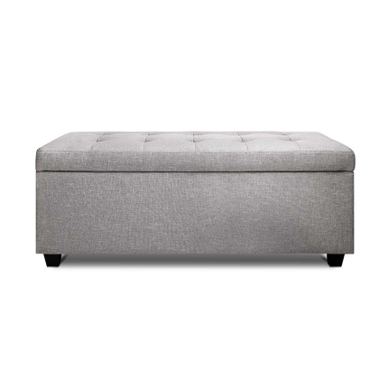 Artiss Large Fabric Storage Ottoman - Light Grey - Image 3