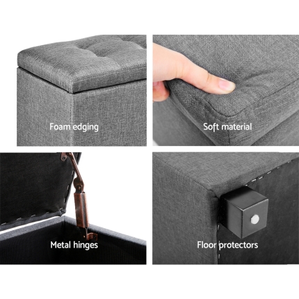 Artiss Large Fabric Storage Ottoman - Light Grey - Image 6