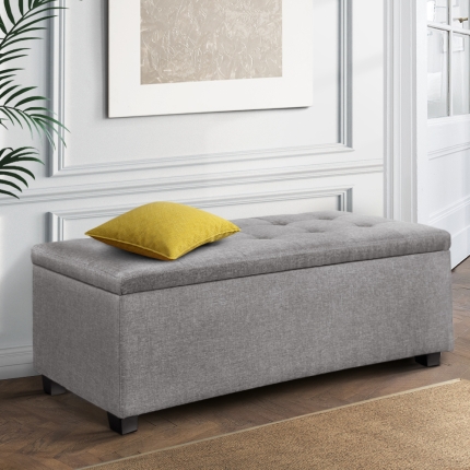 Artiss Large Fabric Storage Ottoman - Light Grey - Image 7