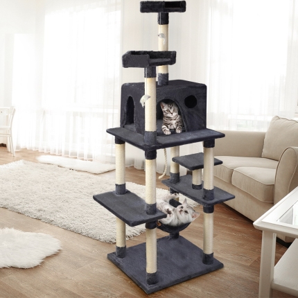 i.Pet Cat Tree 184cm Trees Scratching Post Scratcher Tower Condo House Furniture Wood - Image 7