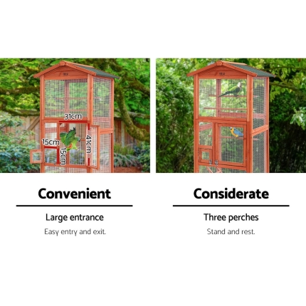 i.Pet Bird Cage Wooden Pet Cages Aviary Large Carrier Travel Canary Cockatoo Parrot XL - Image 5