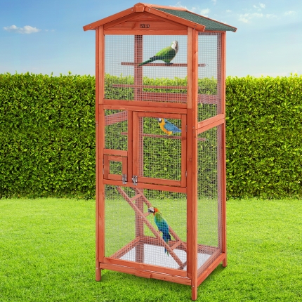 i.Pet Bird Cage Wooden Pet Cages Aviary Large Carrier Travel Canary Cockatoo Parrot XL - Image 7